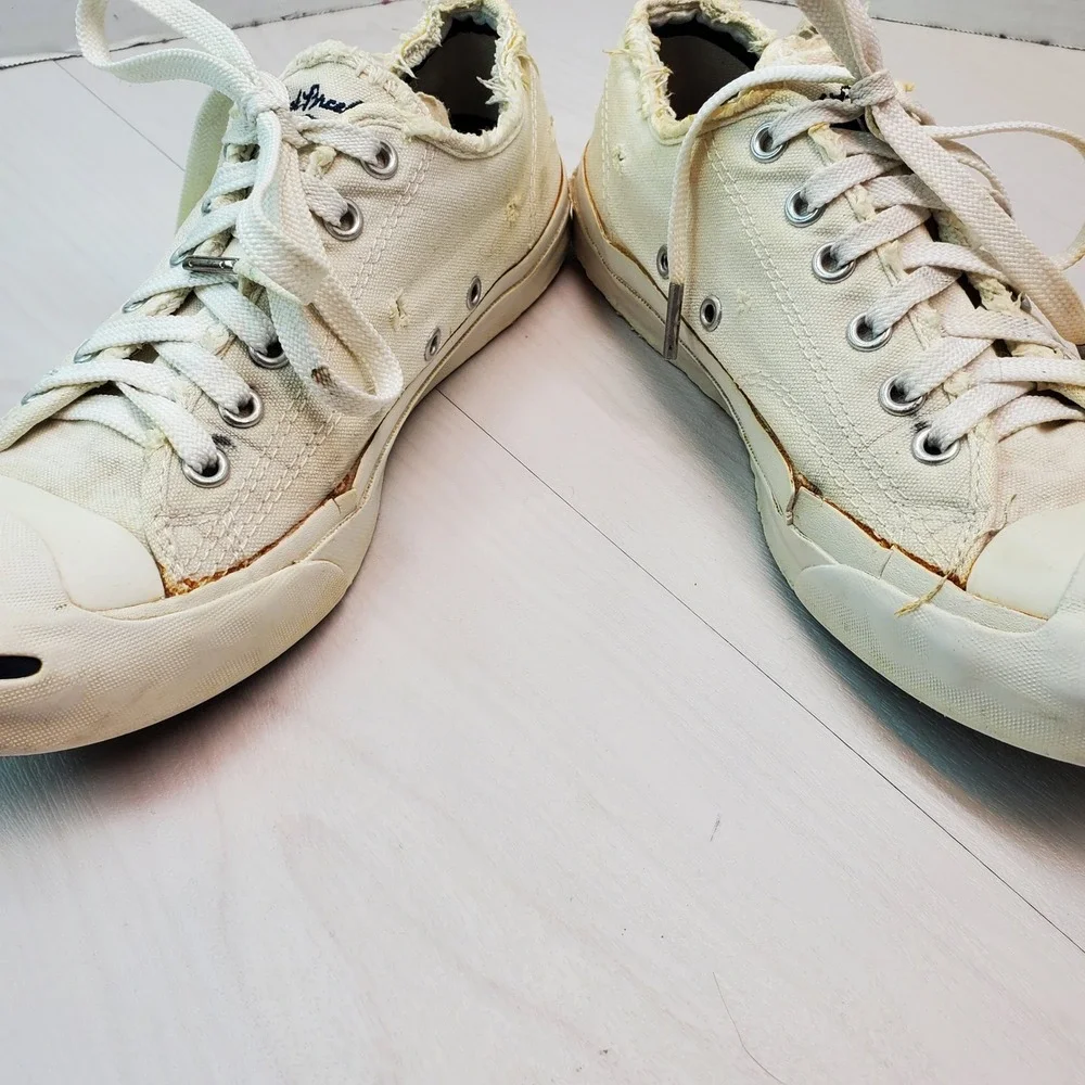 Converse Jack Purcell Low Top Canvas Sneakers Cream White Men's Size 7 US 6 UK - Picture 14 of 16